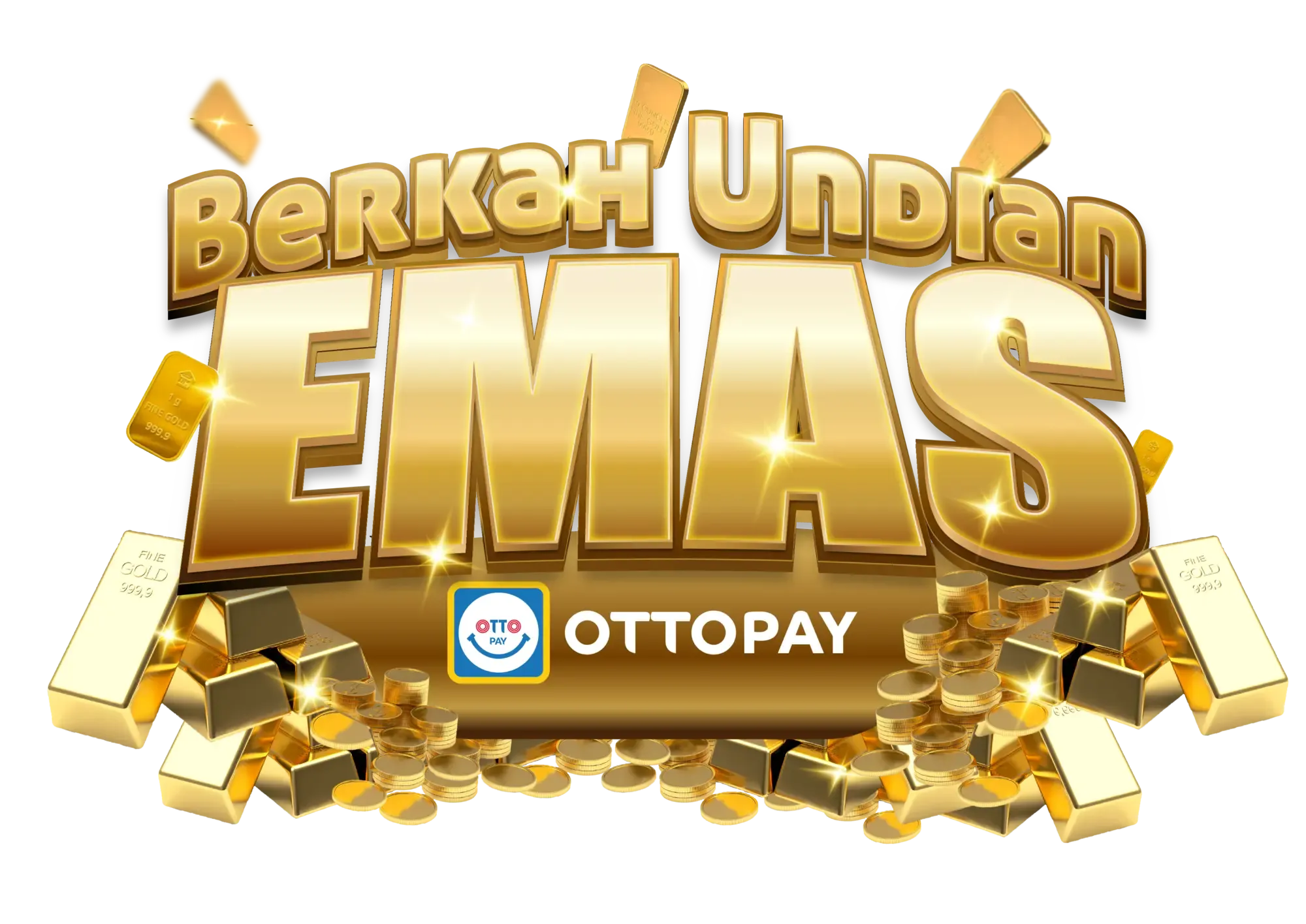 Programme logo “Berkah Undian Emas”, 2023. Gold, embossed 3D lettering for a prize draw with gold as the main prize.