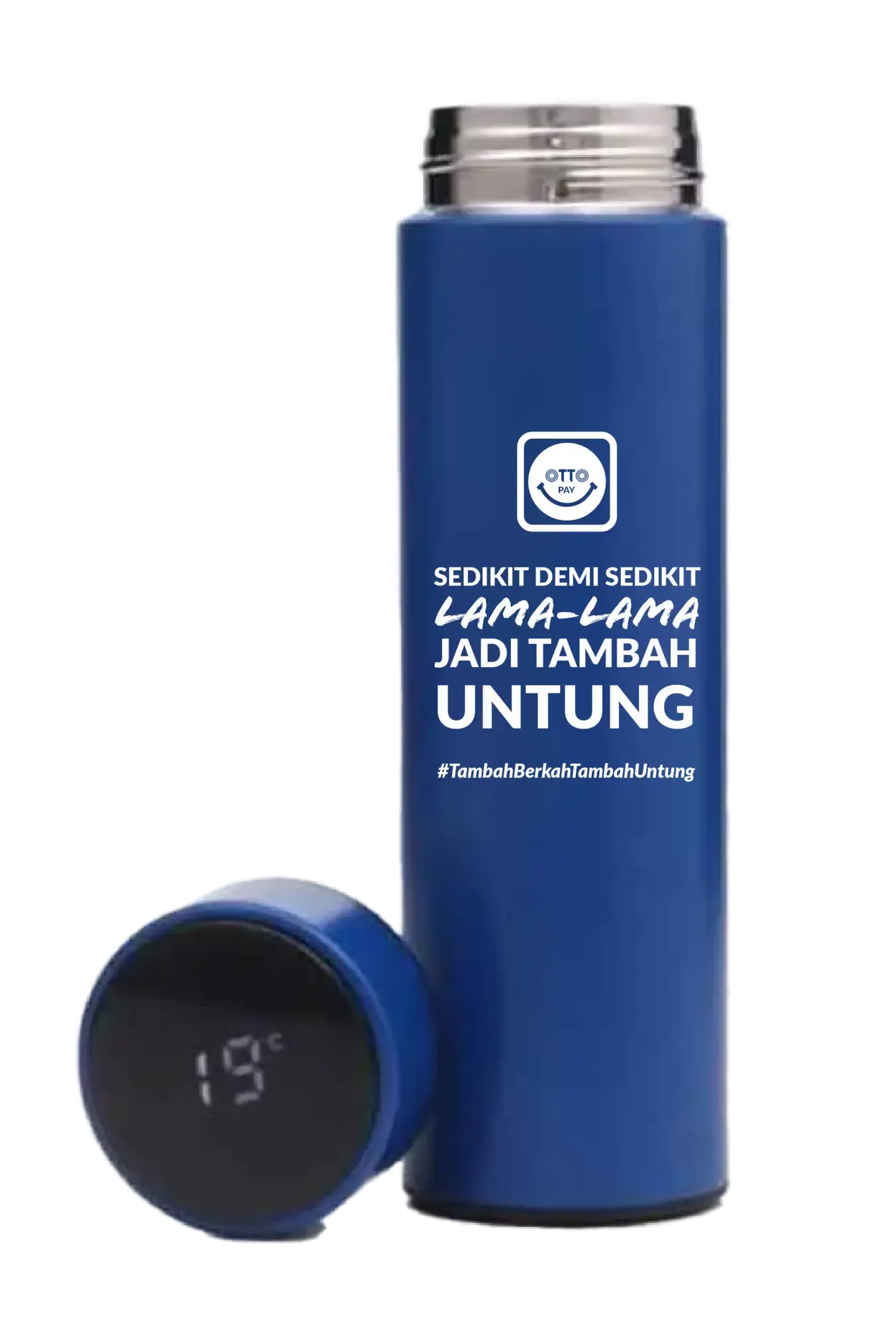 OttoPay tumbler, 2024. Stainless steel with screen printed artwork.